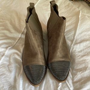 Tan and silver detailed ankle booties great condition size 9
